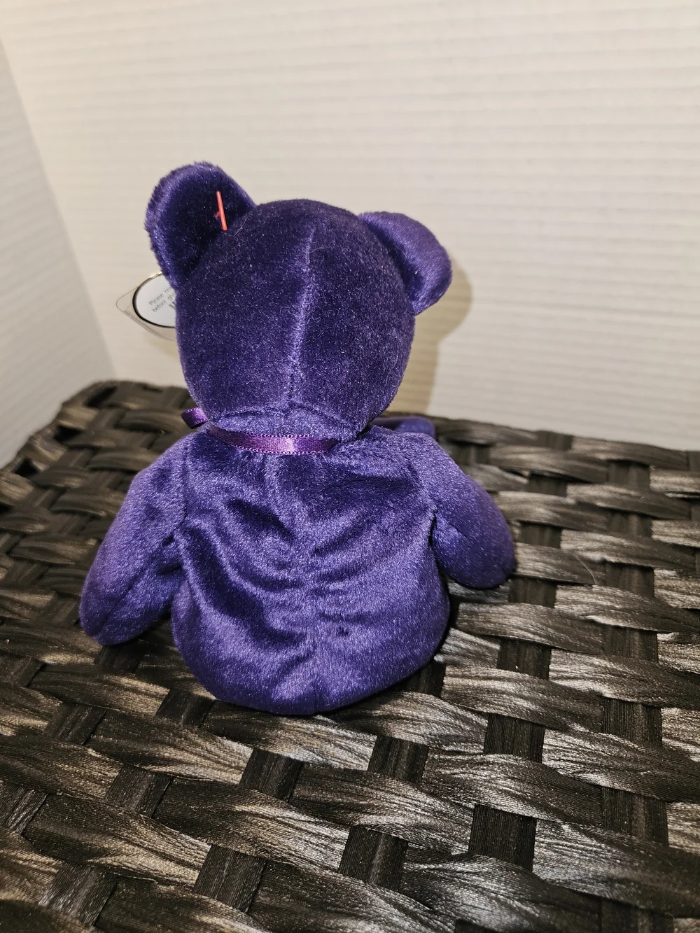 Princess TY Purple Velvet Bear Plush with Embroidered Rose - Collectible TY Tag